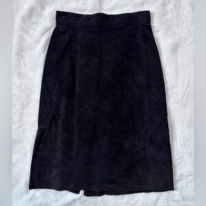 Vintage Holt Renfrew black suede leather skirt